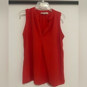 LOFT Red Sleeveless V-Neck Blouse